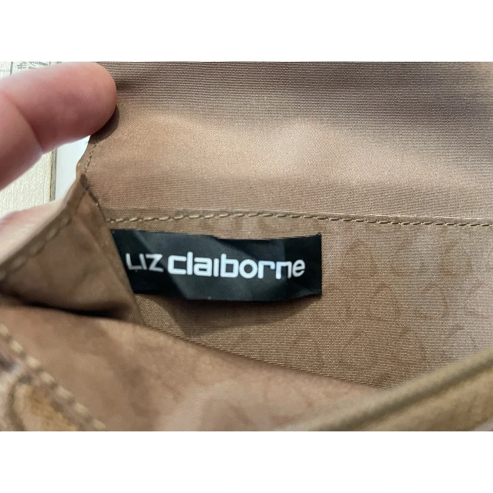 Liz Claiborne‎ Brown Clutch Wallet Snap Closure Checkbook Organizer Faux Leather